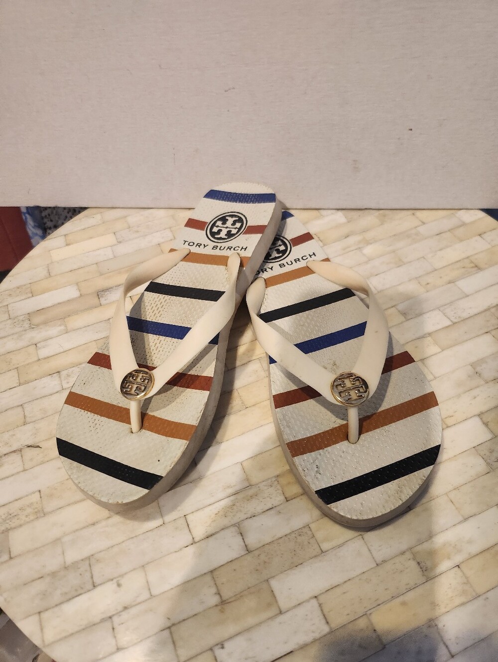 Tory Burch striped flip-flop sandals